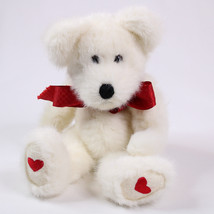 Boyds 10&quot; White Plush Bear Valerie B Bearhugs Hearts On Paws Soft And Mo... - $10.69