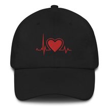 Heartbeat RN Nurse Embroidered Dad Hat Black - $29.35