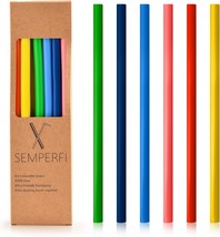 Reusable Straws Set of 6 Silicone Straws No Cleaning Brush Needed Soft Straight  - £20.78 GBP