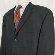 DKNY Mens Black Gray Weave Sport Coat Suit Jacket 46T Wool Blend Three B... - $31.99