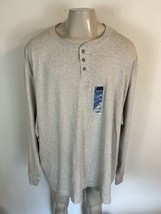 Big Men&#39;s Beige Basic Editions Henley Shirt. 4XL. 100% Cotton. Long Sleeve - £19.51 GBP