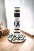 Vtg Tonala Pottery Candlestick Holder Signed CPT Butterfly Floral Handpainted - £8.21 GBP