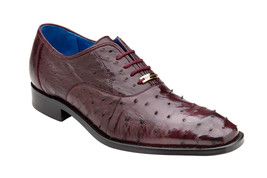 Belvedere Men&#39;s Orlando Dress Shoes Genuine Ostrich Quill Dark Burgundy D01 - £462.00 GBP