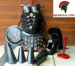  Medieval King Spartan 300 Helmet Black Plume Muscle Jacket Leg &amp; Arm  - £316.53 GBP