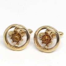 Vintage Hommes Swank or Brillant Ton Mi Siècle Motif Boutons de Manchett... - £32.30 GBP