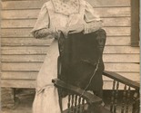 Vtg Postcard RPPC Adair Iowa IA Portrait Woman In White With Rocking Cha... - $13.81
