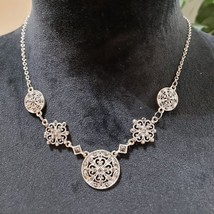 Womens Fashion Silver Coin Pendant Decorative Collar Necklace with Lobster Clasp - $24.75
