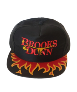 Brooks &amp; Dunn 5 Panel Hat Flaming Getcha Some Vintage 90s Country Black Cap - $1,710.50 MXN
