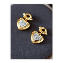 18K Gold Locked Heart Knot Stud Earrings   stylish, bold, designer, statement - £39.85 GBP