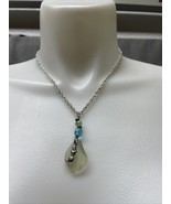 Silver Tone Sea Glass Mermaid Charm Necklace Fashion Jewelry Estate  Fin... - $8.91
