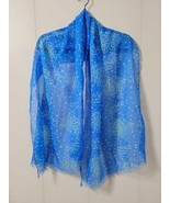 Unitallia Sheer Blue Polkadot Polyester Ladies Long Scarf 60x21 - £9.95 GBP