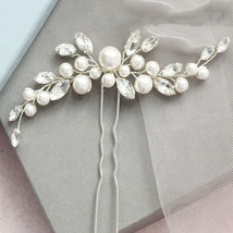 Bridal Pearl Rhinestone Hair Pin, Wedding Hair Accessories, Bridesmaid Hair Clip - £11.79 GBP