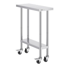 VEVOR Stainless Steel Work Table 30 x 12 x 38 Inch, with 4 Wheels, 3 Adj... - £139.14 GBP