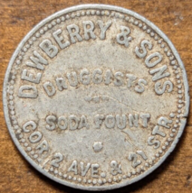 Birmingham, Alabama AL Dewberry &amp; Sons Druggists Soda Fountain 5¢ Trade Token - $79.30