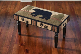 Primitive Country Adirondack Bear Hooked Wood Decorative Bench By Park Designs - £212.25 GBP