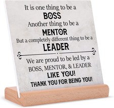 Boss Gifts For Men And Women, Plaque Signs With Wooden Stand Office Desk Decor, - £23.42 GBP