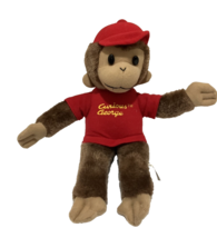 Curious George Book Character Monkey Plush Red Shirt-Soft Hat-Hard Eyes 12 in - £8.54 GBP