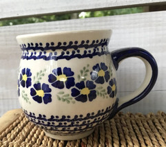 Boleslawiec Polish Pottery Bubble Cobalt Blue Floral Coffee Tea Mug W. Kojder - £19.10 GBP