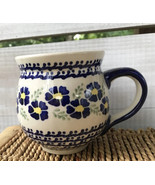 Boleslawiec Polish Pottery Bubble Cobalt Blue Floral Coffee Tea Mug W. K... - $32.70 CAD