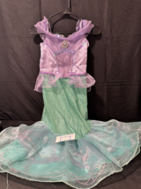 Disney Store Little Mermaid Ariel Costume size 7/8 purple green with broach - £31.07 GBP