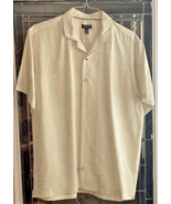 Van Heusen Men Shirt Large Hawaiian Cream 100% Poly Short Sleeve Button ... - $20.15 CAD