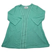Catalina Swimwear Womens 2X Green Long Sleeve VNeck Pullover Polyester Cover Up - £18.18 GBP