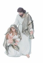 8&quot; White Gold Neutrals Mary Joseph Baby Jesus Nativity Figurine Christmas Decor - £35.09 GBP