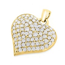 2.25Ct Real Moissanita Pinza Soplado Charm Corazón Colgante 14k Amarillo Oro - £73.64 GBP