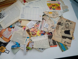 Vintage large lot paper ephemera book page picture etc. collage mixed me... - £11.34 GBP