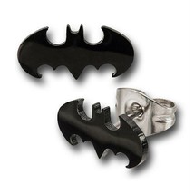 Batman Black Die-Cut 316L Surgical Steel Stud Earrings Black - £12.77 GBP