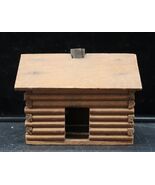 Vtg Log Cabin Incense Burner Wood Metal Chimney Winter Holiday Decor - $272.48 MXN