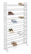 NEW 50 Pair White Plastic Metal Closet Shoe Organizer Storage Rack Boots 10 Tier - £126.29 GBP