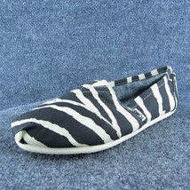 TOMS Zebra Women Flat Shoes White Fabric Slip On Size 10 Medium - £22.15 GBP