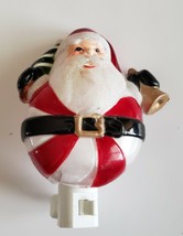 Santa Claus with Peppermint Candy Body Acrylic Night Light Glittered Beard 6&quot;T - £6.30 GBP
