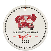 Our First Christmas Together Gnomes Circle Ornament Ceramic 2022 Keepsake Gift - £11.62 GBP