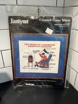 Vintage Janlynn Counted Cross Stitch Kit The Armchair Athlete #11-50 1988 - $14.00