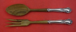 Ancestry by Weidlich Sterling Silver Salad Serving Set w/  Wood 10 1/8&quot; - £84.91 GBP