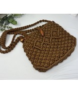 Vintage Handmade Macramé Brown Purse Double Long Straps Lined Retro 70’s... - $17.27