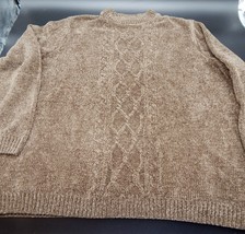 Alfred Dunner Light Brown Chenille Cable Knit Pullover Sweater Cozy Warm SZ 1X - £19.76 GBP