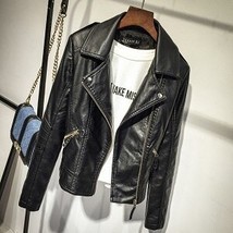 2019 Autumn Women Black Slim Cool Lady PU Leather Jackets Sweet Female Zipper  F - £74.06 GBP