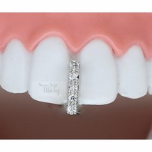 Icy CZ Thin Gap Grillz HipHop Silver Plated Cap Upper Top or Lower Grill... - £6.86 GBP