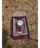 Women&#39;s Timex Easy Reader Watch with Leather Strap - Silver/Red TW2P68700JT - £29.41 GBP
