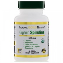 California Gold Nutrition, Organic Spirulina, 500 mg, 60 Tablets - Original - £12.51 GBP