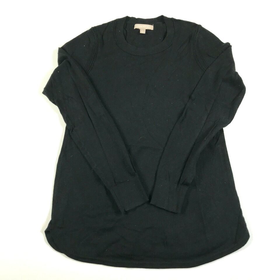 Banana Republic Sweater Womens Small Black Crew Neck Silk Blend Long Sleeve - $17.81