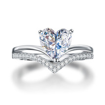 2Ct Heart Cut Created Diamond Curve Promise Engagement Ring 14k White Gold Over - £76.46 GBP