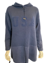 Liz &amp; Co. Women&#39;s Cotton Hooded Pullover Sweater USA Navy Blue Size M - £22.84 GBP