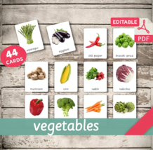 44 Vegetables Flashcards / Image Cards for Kids, preschool. Printable Activity. - £2.36 GBP
