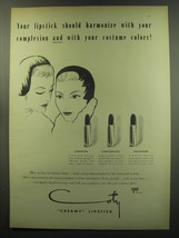 1949 Coty Creamy Lipstick Ad - Your lipstick should harmonize - $18.49