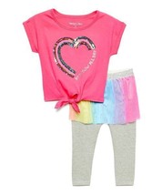 MSRP $36 Colette Lilly Pink Heart Top &amp; Gray Tutu Leggings Size 2T NWOT - $17.81