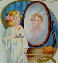 Halloween Postcard Fantasy Child With Candle Ghost In Mirror 226 A Stecher  - £31.40 GBP